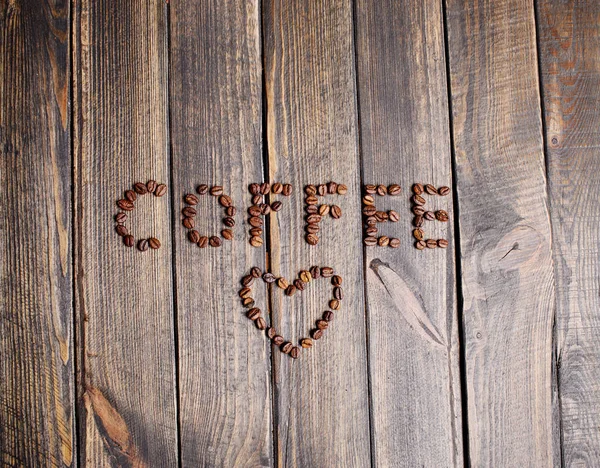 Słowo kawa wykonana z ziaren kawy — Zdjęcie stockowe