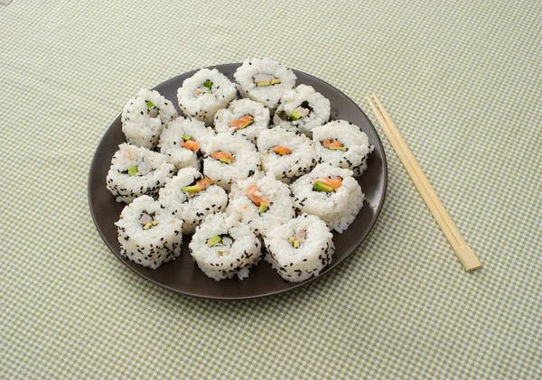 Close up de conjunto de sushi fresco — Fotografia de Stock