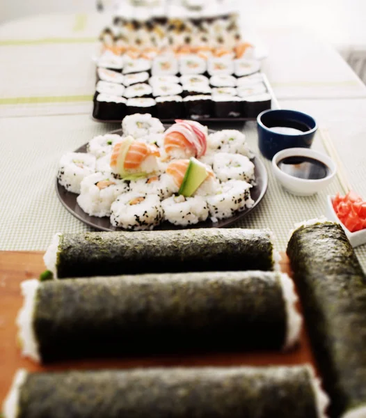 Close up of fresh sushi set — Stock Photo, Image