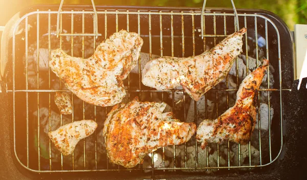 Barbekü Izgara Açık Çeşitli Türleri Ile — Stok fotoğraf