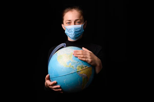 Woman Hands Holding Earh Globe Hands Woman Doctor Breath Medicine Stock Image