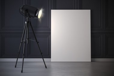 3d studio hafif projektör ve boş çerçeve bez