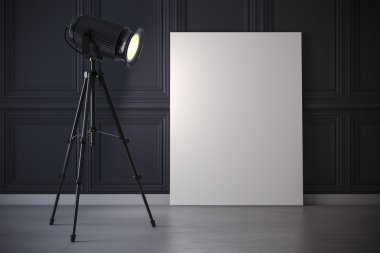 3d studio hafif projektör ve boş çerçeve bez