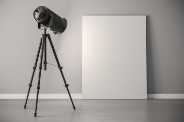 3d studio hafif projektör ve boş çerçeve bez