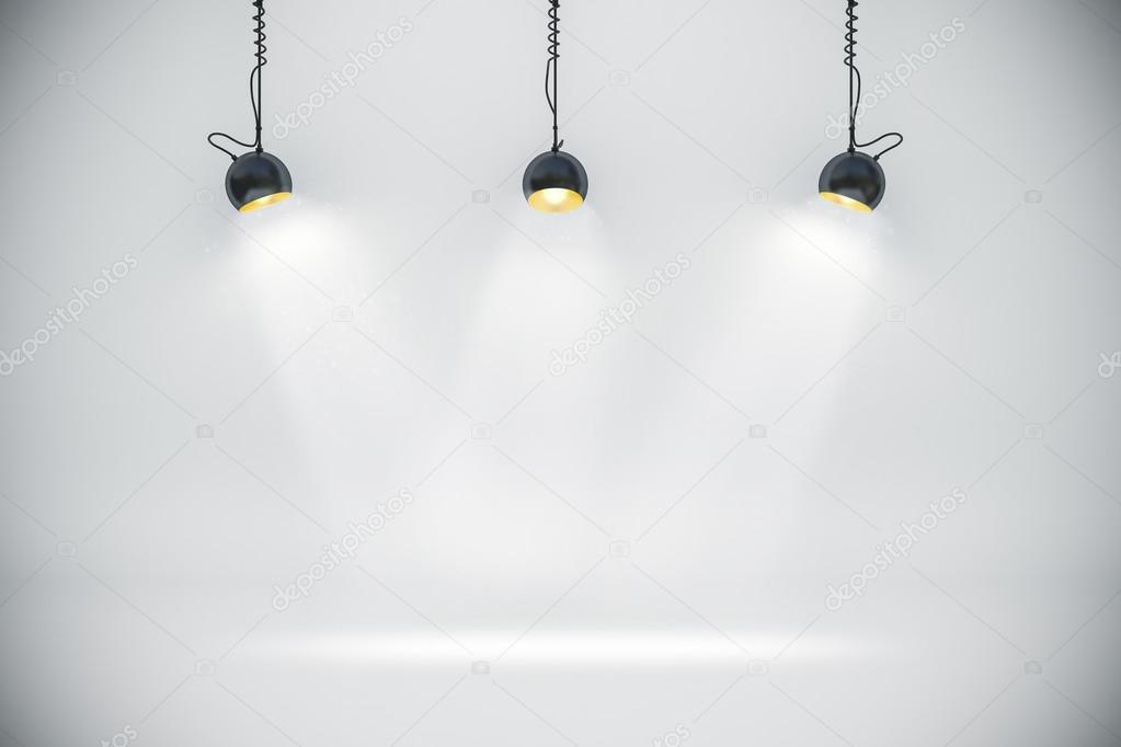 3d blank background setup with lighting lamps