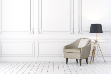 sandalye ve zemin lamba ile 3D temiz iç