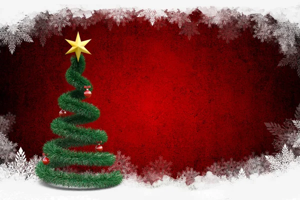 3d Christmas tree on winter background — Stockfoto