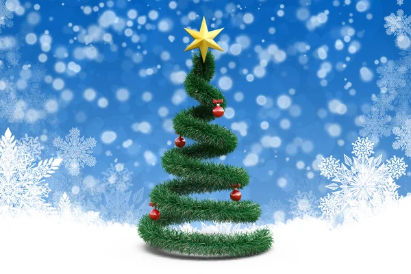 3d Christmas tree on winter baclground — Stockfoto