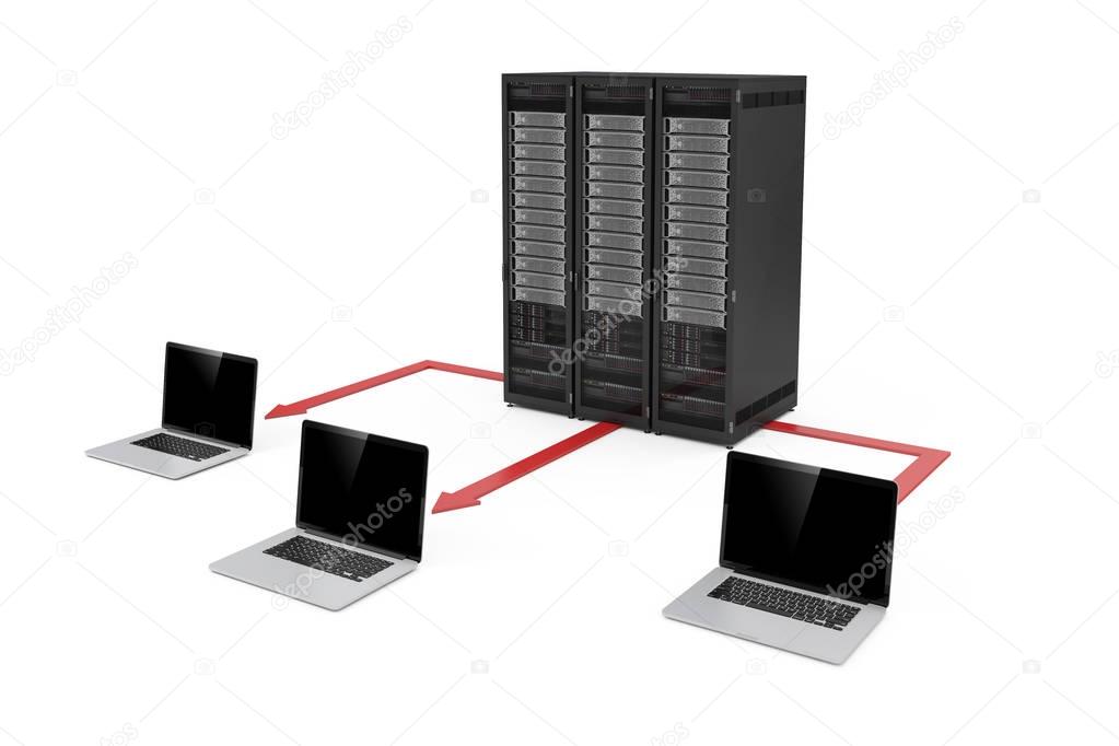 Centro datos del 3d y red de portátiles en fondo blanco: de stock © digitalgenetics #129955012 | Depositphotos