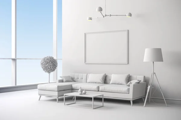 3d renderização de belo design de vida interior — Fotografia de Stock