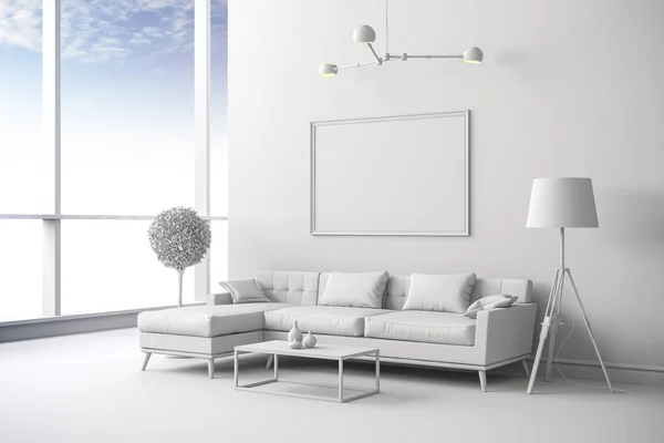3D render van mooie interieur living design — Stockfoto