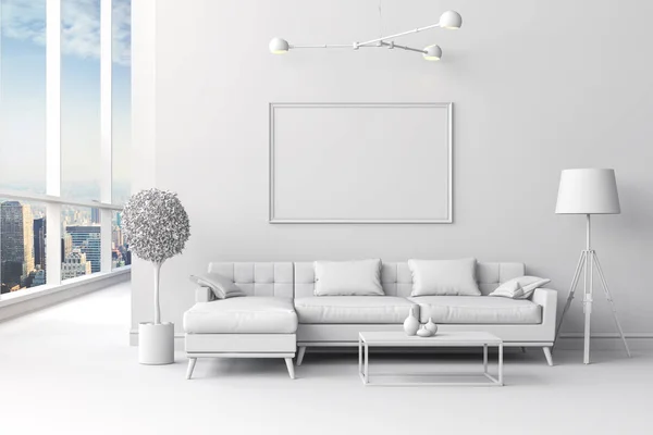 3D render vackra interiör levande design — Stockfoto