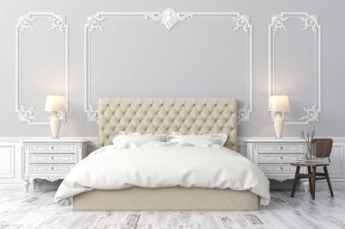 3D render güzel yatak odası