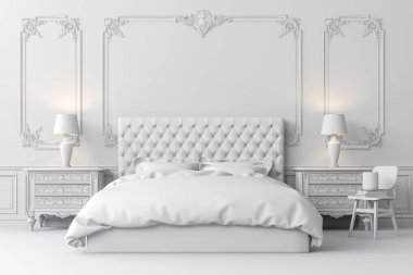 3D render güzel yatak odası
