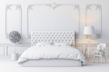 3D render güzel yatak odası