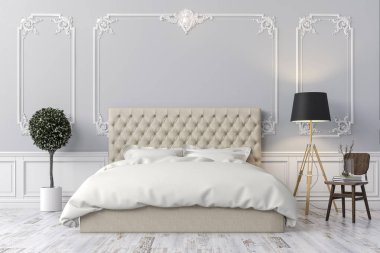 3D render güzel yatak odası
