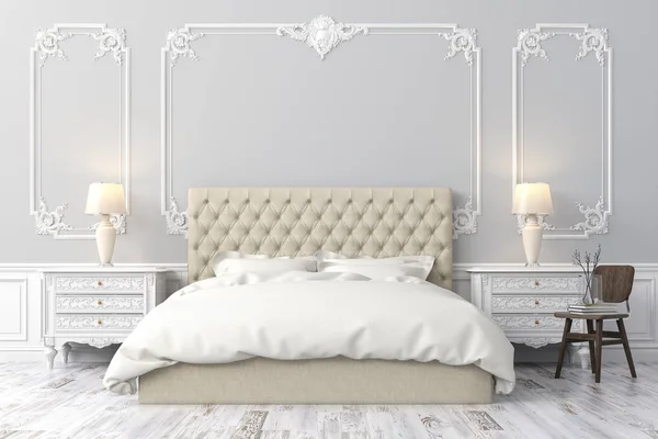 3D render güzel yatak odası — Stok fotoğraf