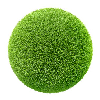 3D çim küre mavi arka plan üzerinde