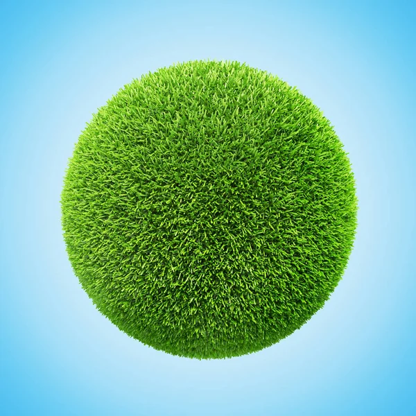 3d grass sphere on blue background — Stock Photo, Image