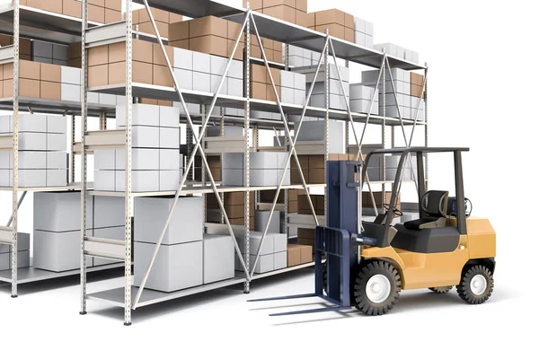 3D warehouse kovové skříně s boxy — Stock fotografie