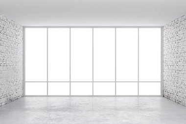 büyük pencere çerçevesi ile 3D iç boş oda