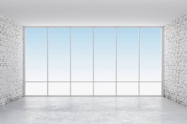 büyük pencere çerçevesi ile 3D iç boş oda
