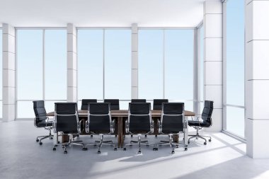 3D konferans büyük bir pencere ile oda ofis