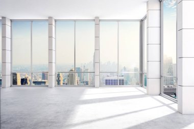 büyük pencere çerçevesi ile 3D iç boş oda