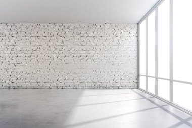 büyük pencere çerçevesi ile 3D iç boş oda