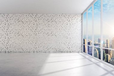 büyük pencere çerçevesi ile 3D iç boş oda