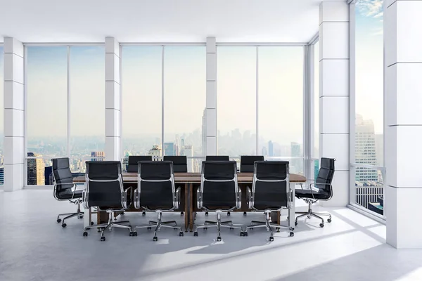 Sala de conferencias 3d oficina con una gran ventana — Foto de Stock