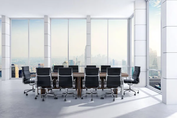 3D-office conferentiezaal met een groot raam — Stockfoto