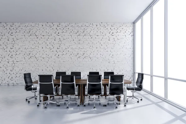 Sala de conferencias 3d oficina con una gran ventana — Foto de Stock