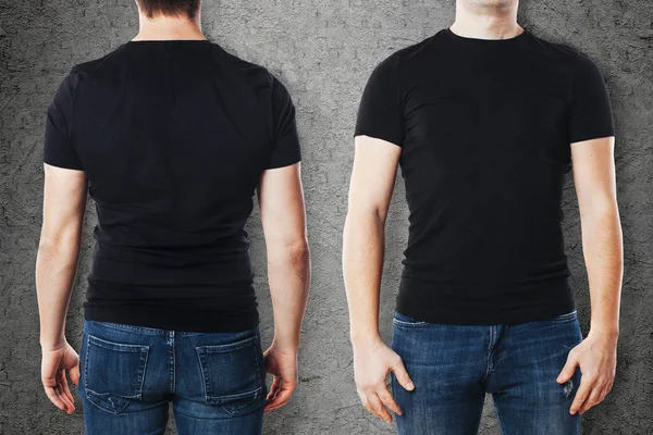 Hombre joven con plantilla de camiseta en blanco —  Fotos de Stock