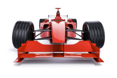 Beyaz arka plan üzerinde 3D f1 yarış arabası