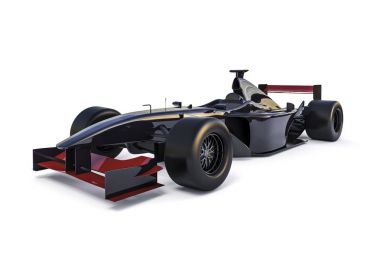 Beyaz arka plan üzerinde 3D f1 yarış arabası