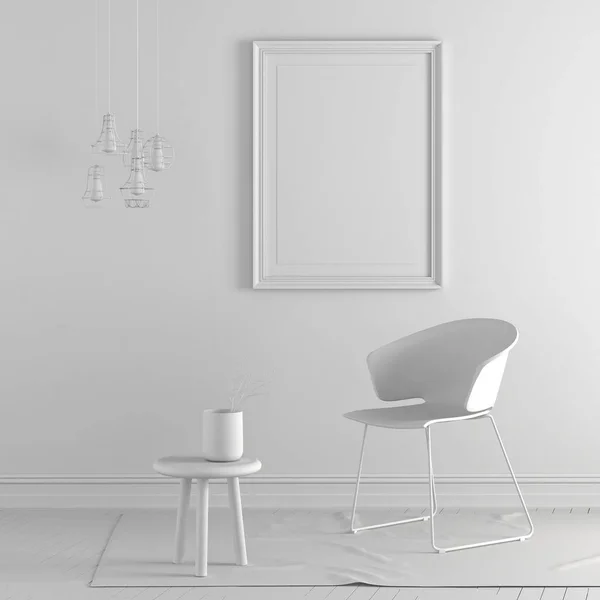 3D render van mooi schoon interieur — Stockfoto