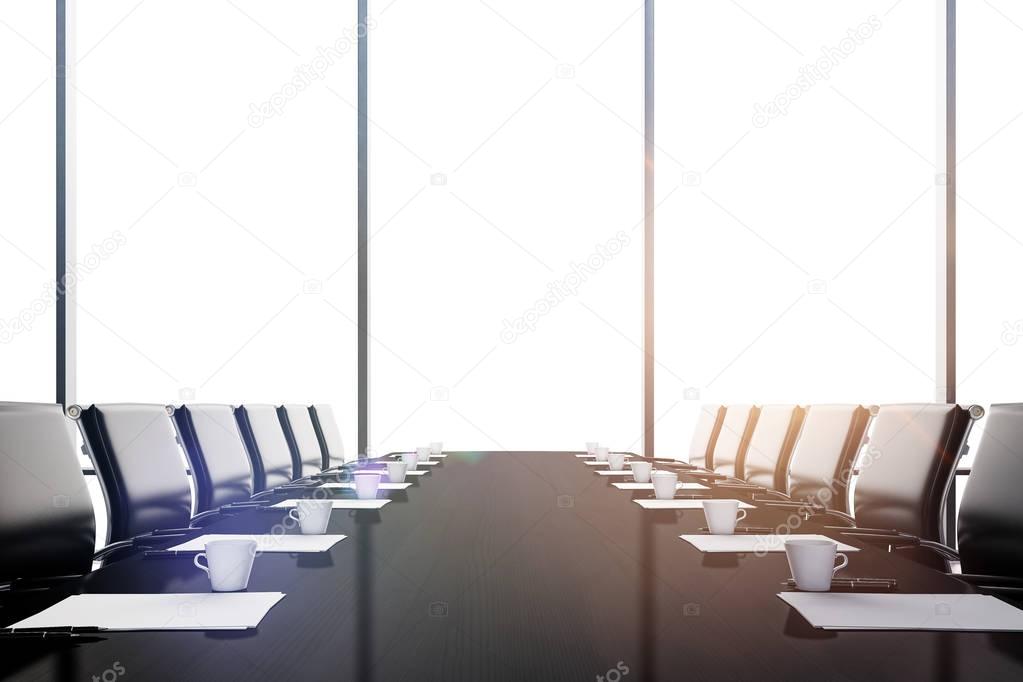 3d conference room with a big window frame