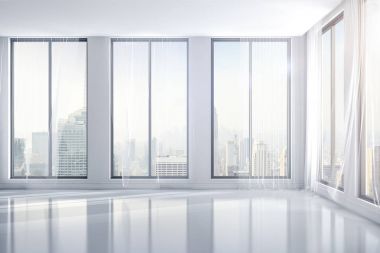 3D görüntü render büyük pencereler ile iç odası