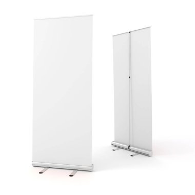 3D roll-up beyaz arka plan üzerinde