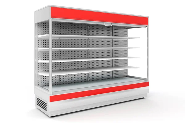 3d empty supermarket shelves — Stock Photo, Image