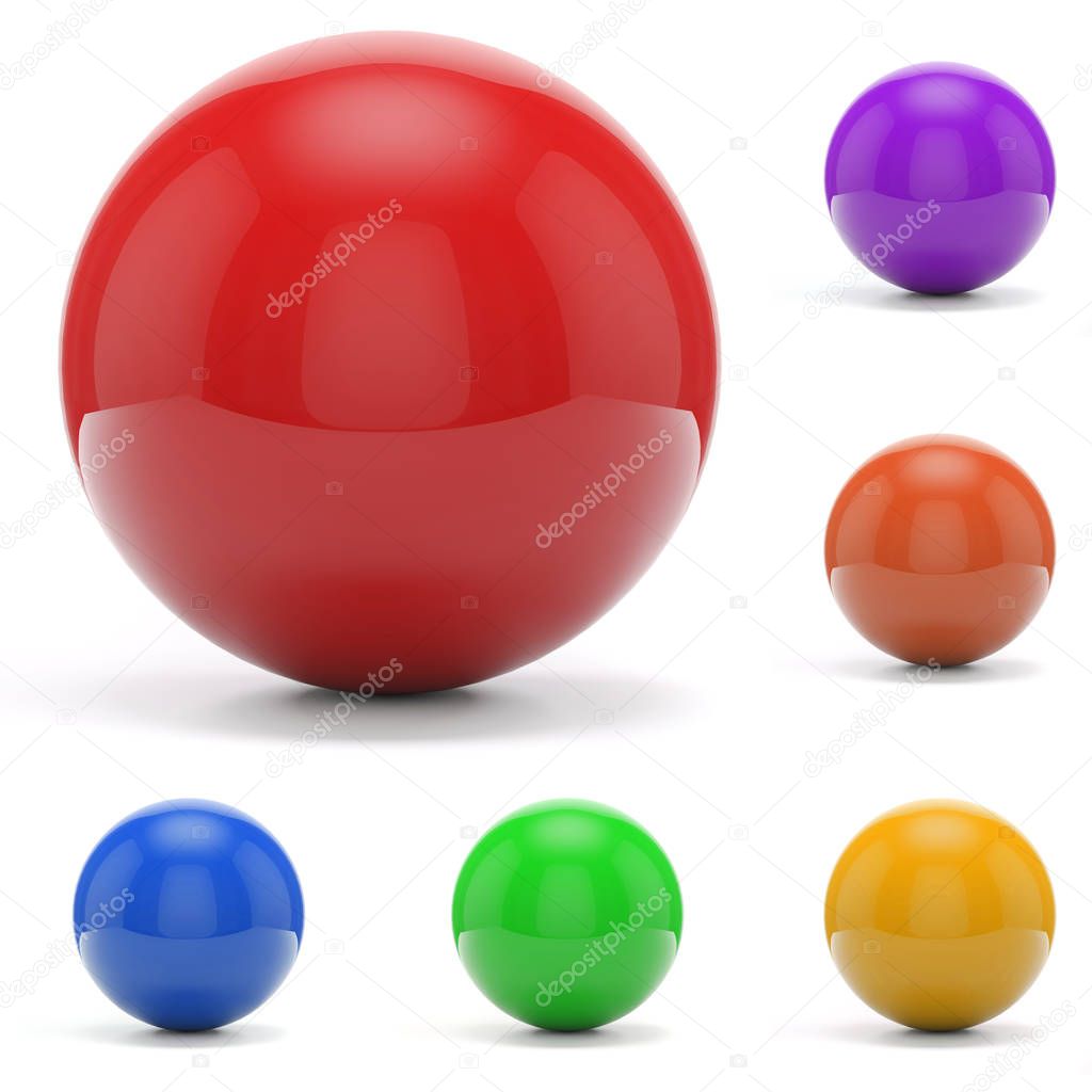 3d colorful spheres on white background