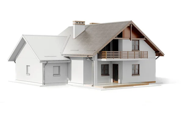 3D-Hausplan auf weißem Hintergrund — Stockfoto