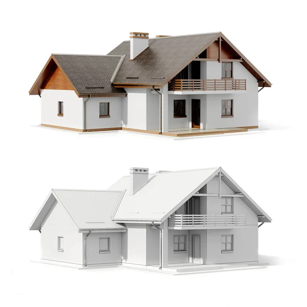 Beyaz arka plan üzerinde 3D ev planı — Stok fotoğraf