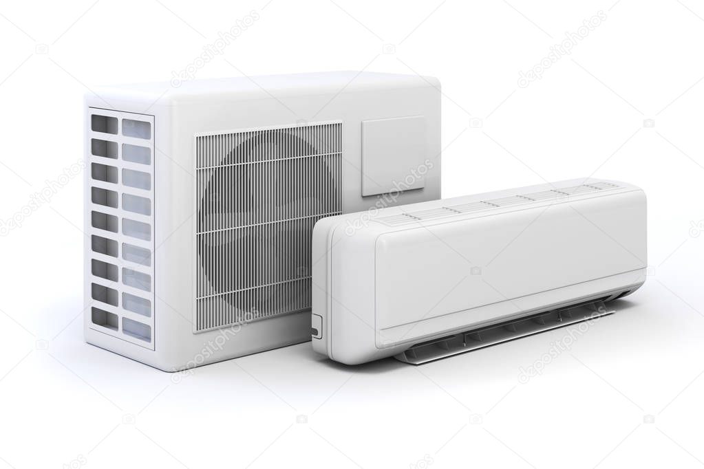 3d air conditioner on white background