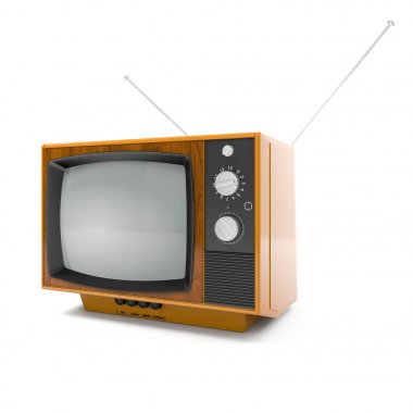 3D vintage beyaz arka plan üzerinde tv