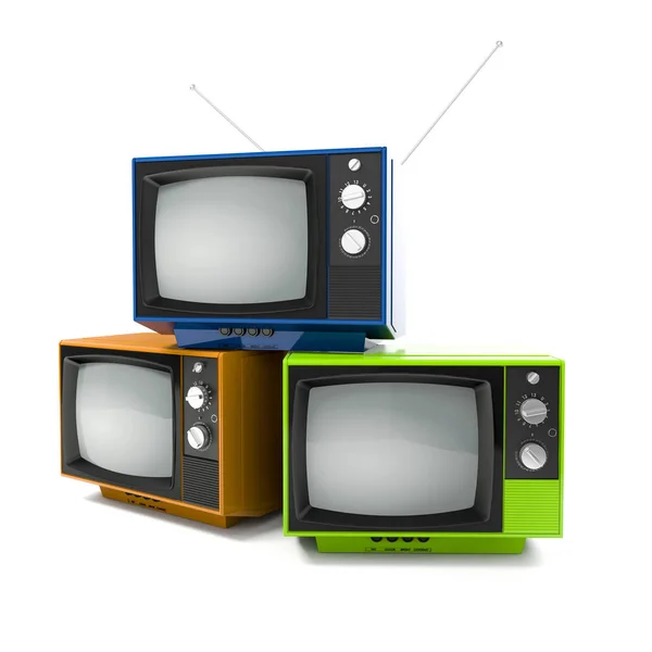 3d tv vintage su sfondo bianco — Foto Stock