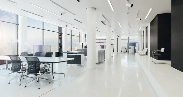 3d spazio ufficio moderno rendering interno — Foto Stock