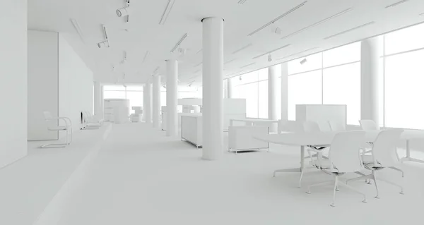 3D modern ofis alanı iç render — Stok fotoğraf