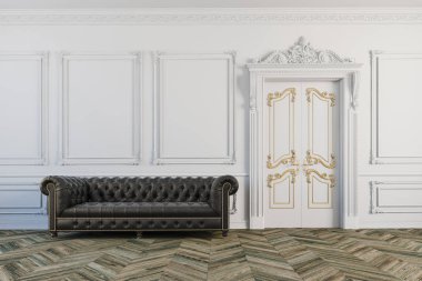 güzel temiz vintage iç deri kanepe ile 3D render